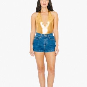Backless Halter American Apparel Gold Bodysuit